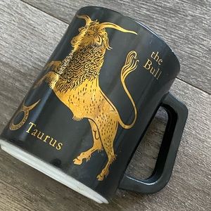 Taurus Horoscope black milk glass mug.
